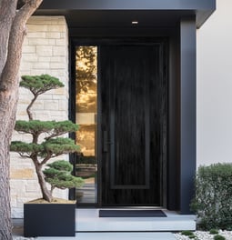 Logan | Contemporary Cherry Stainless Inlay Fiberglass Door