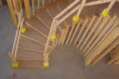Safety Boot® Guardrail System on Curved Residential Stairway