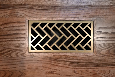 Flush Mount Vent-Wood Frame-Herringbone-Vintage Gold