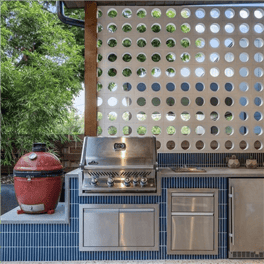 Globe Breeze Blocks in Outdoor Kitchen