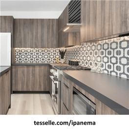 Ipanema Cement Tiles on a Kitchen Backplash