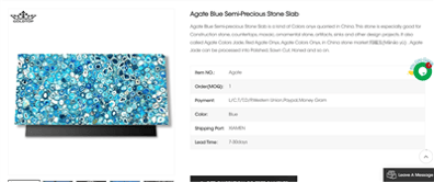 Agate Blue Semi-Precious Stone Slab