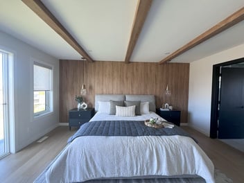 Sunbleached Oak Faux Beam, 12in Seamless and 12in Shadowline Panel with 2in Reveal