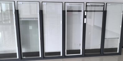 mini-blinds between glass