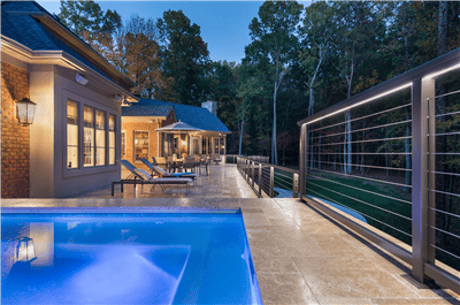 DesignRail® with CableRail and LED Lighting on pool deck