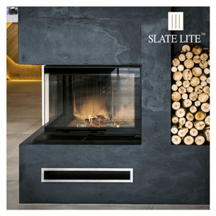 Fireplace with Slate-Lite stone veneer