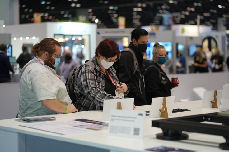 Attendees browse the New Product Zone