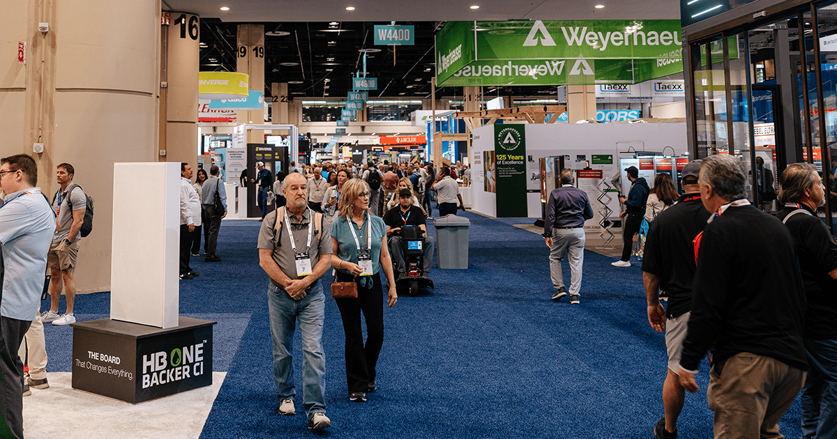 Attendees walk the show floor at IBS