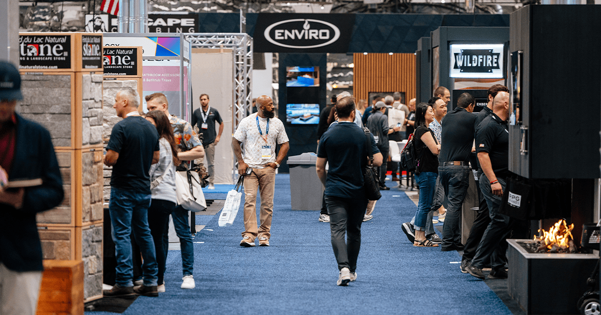 Attendees walk the show floor at IBS